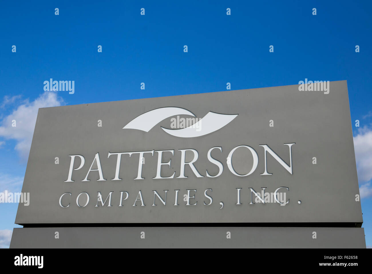 A logo sign outside of the headquarters of Patterson Companies Inc., in St. Paul, Minnesota on October 24, 2015. Stock Photo