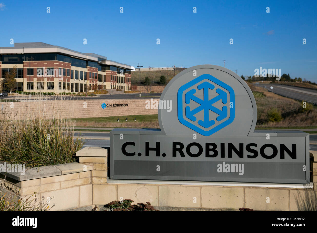 A logo sign outside of the headquarters of C.H. Robinson in Eden Prairie, Minnesota on October 24, 2015. Stock Photo