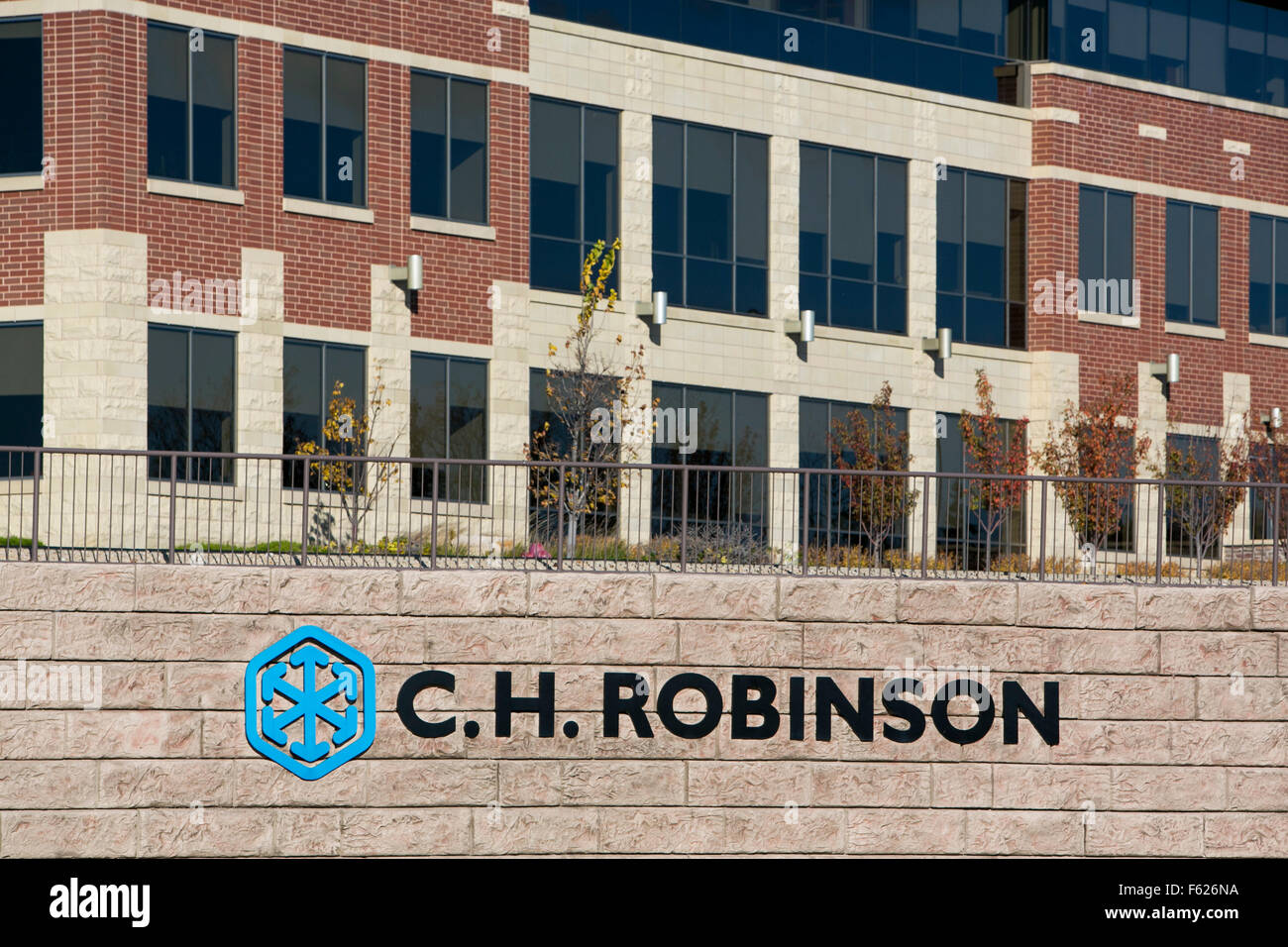 A logo sign outside of the headquarters of C.H. Robinson in Eden Prairie, Minnesota on October 24, 2015. Stock Photo