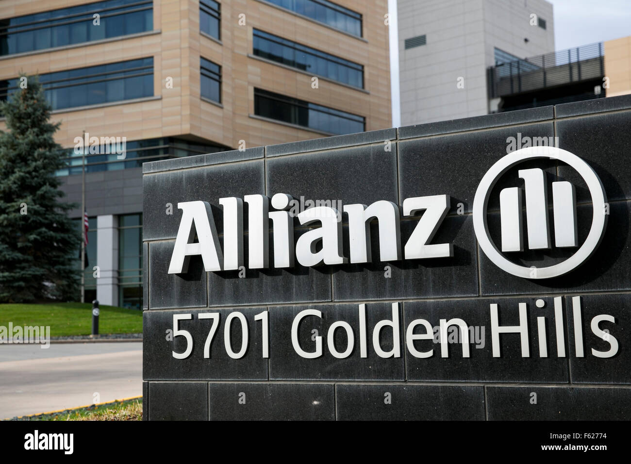 A logo sign outside of the headquarters of the Allianz Life Insurance
