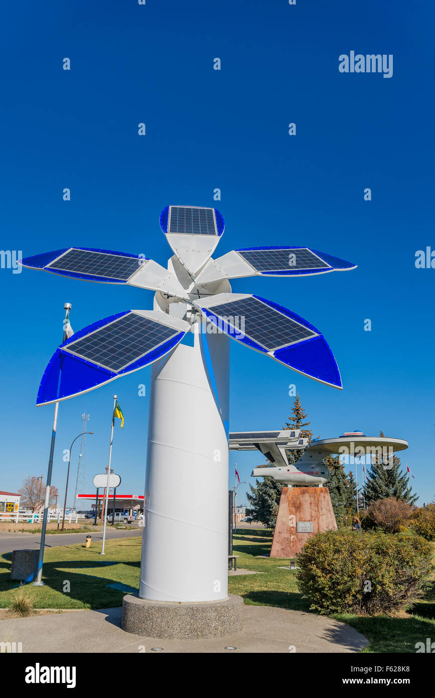 Solar windmill tree, Vulcan, Alberta Canada Stock Photo