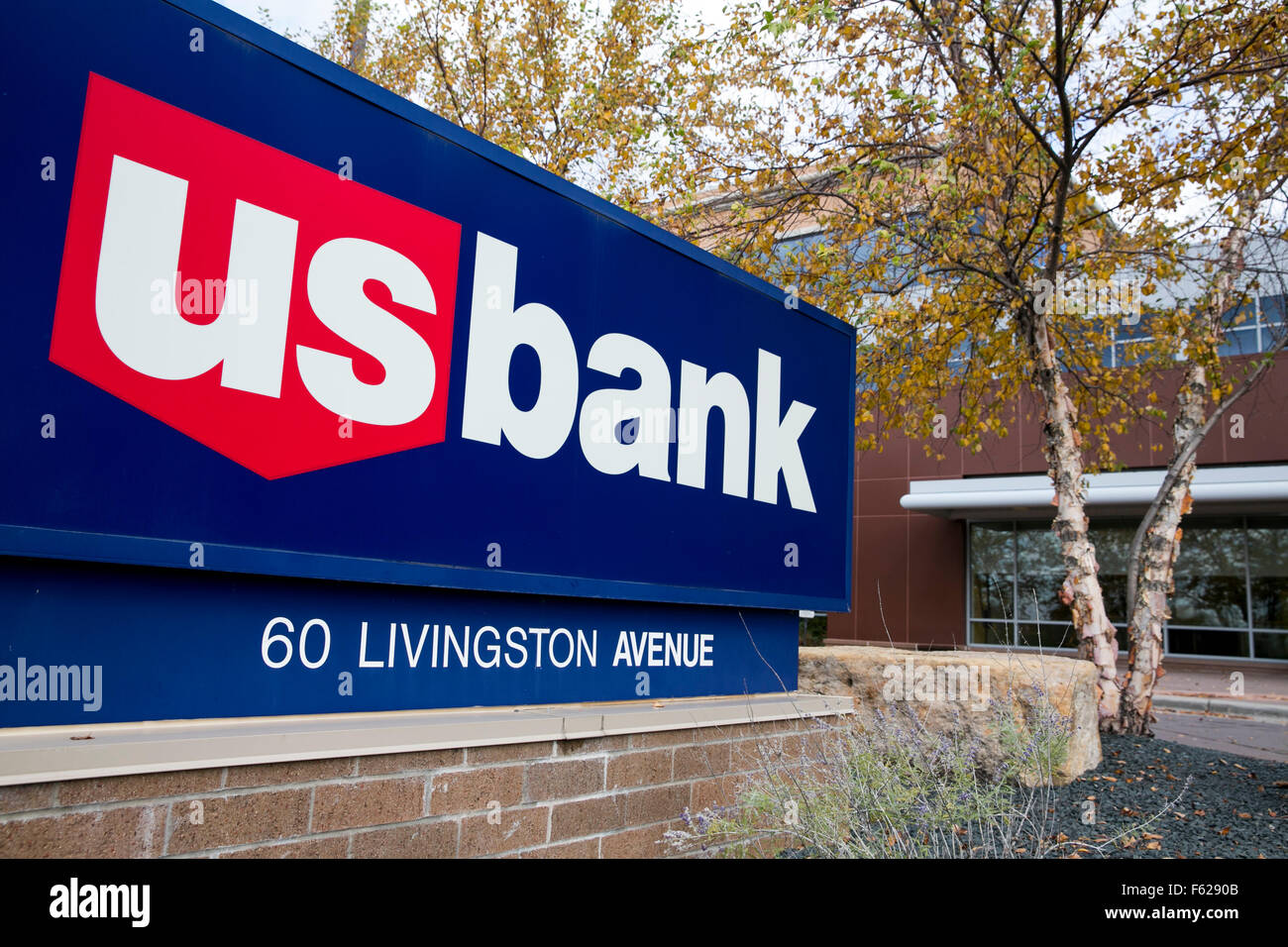 A logo sign outside of a facility occupied by U.S. Bank in St. Paul, Minnesota on October 24, 2015. Stock Photo