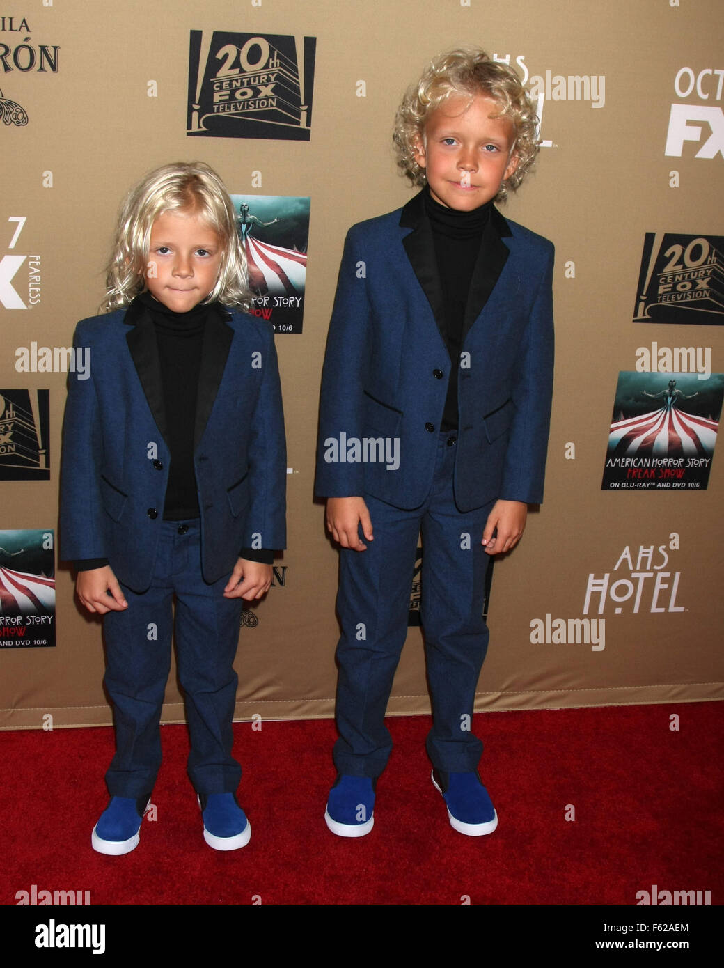 Premiere screening of FX's 'American Horror Story: Hotel' at Regal Cinemas L.A. Live - Arrivals  Featuring: Emmory Mosteller, Cannon Mosteller Where: Los Angeles, California, United States When: 03 Oct 2015 Stock Photo