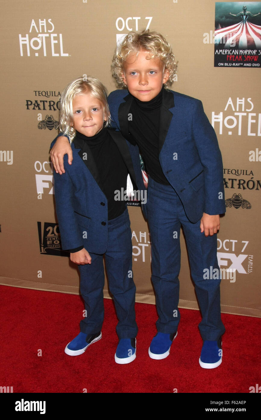 Premiere screening of FX's 'American Horror Story: Hotel' at Regal Cinemas L.A. Live - Arrivals  Featuring: Emmory Mosteller, Cannon Mosteller Where: Los Angeles, California, United States When: 03 Oct 2015 Stock Photo