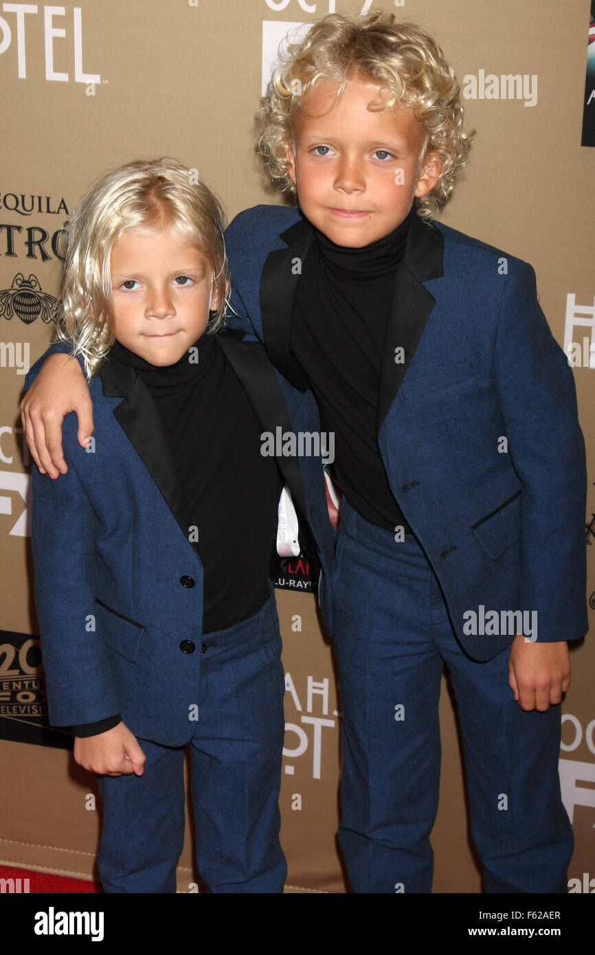 Premiere screening of FX's 'American Horror Story: Hotel' at Regal Cinemas L.A. Live - Arrivals  Featuring: Emmory Mosteller, Cannon Mosteller Where: Los Angeles, California, United States When: 03 Oct 2015 Stock Photo