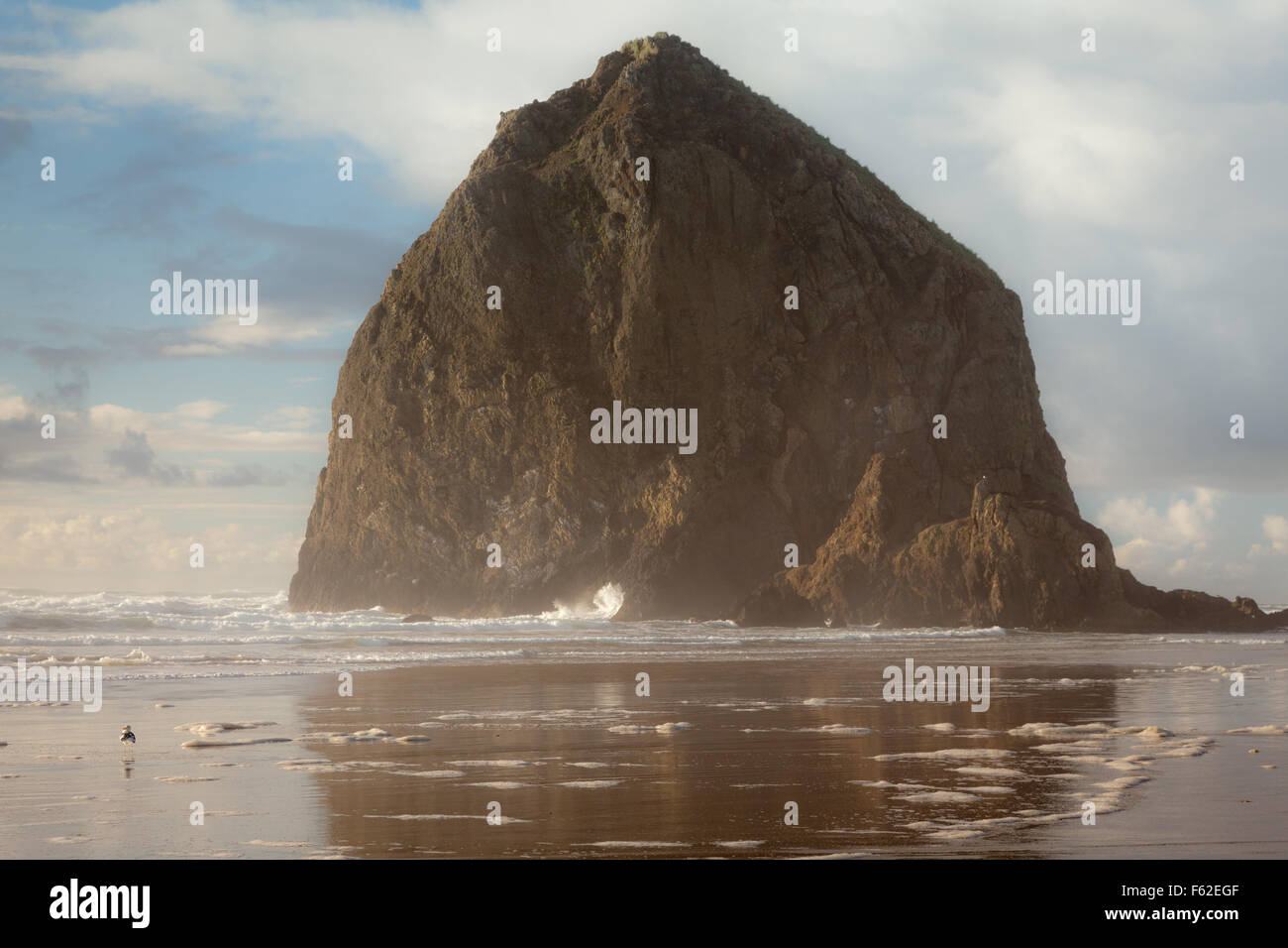 Dramatic light and sky at Haystack Rock on the Oregon coast. Haystack