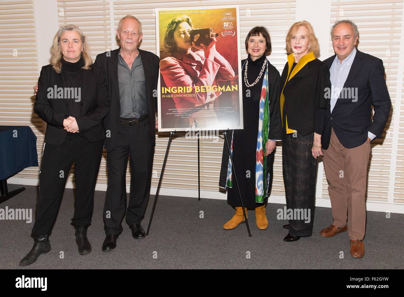 New York, NY, USA. 10th Nov, 2015. Stina Gardell, Stig Bjorkman, Isabella Rossellini, Pia Lindstrom, Bruce Goldstein at arrivals for INGRID BERGMAN: IN HER OWN WORDS Screening Presented by Rialto Pictures and Scandinavia House, Scandinavia House, New York, NY November 10, 2015. Credit:  Jason Smith/Everett Collection/Alamy Live News Stock Photo