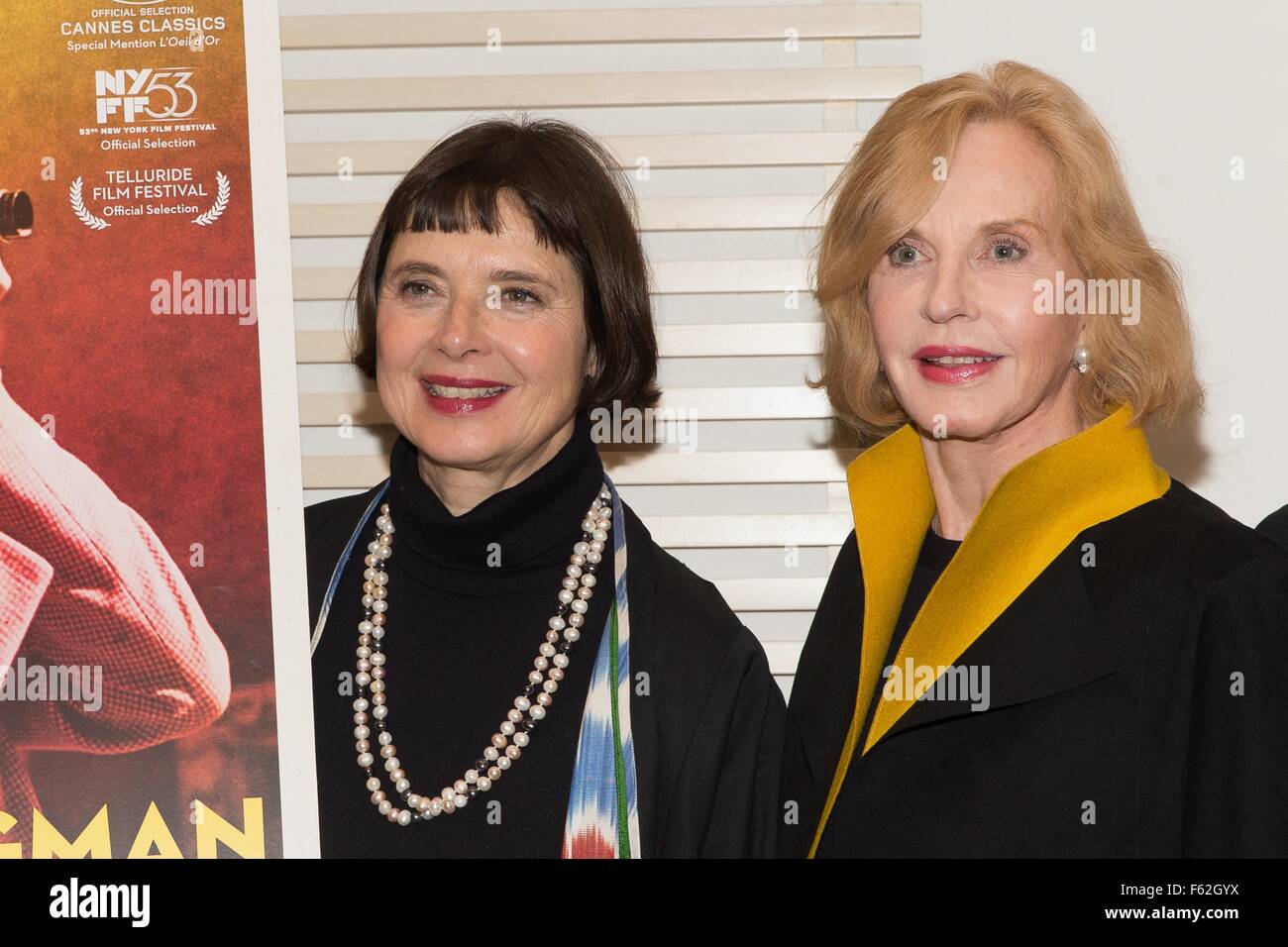 New York, NY, USA. 10th Nov, 2015. Isabella Rossellini, Pia Lindstrom at arrivals for INGRID BERGMAN: IN HER OWN WORDS Screening Presented by Rialto Pictures and Scandinavia House, Scandinavia House, New York, NY November 10, 2015. Credit:  Jason Smith/Everett Collection/Alamy Live News Stock Photo