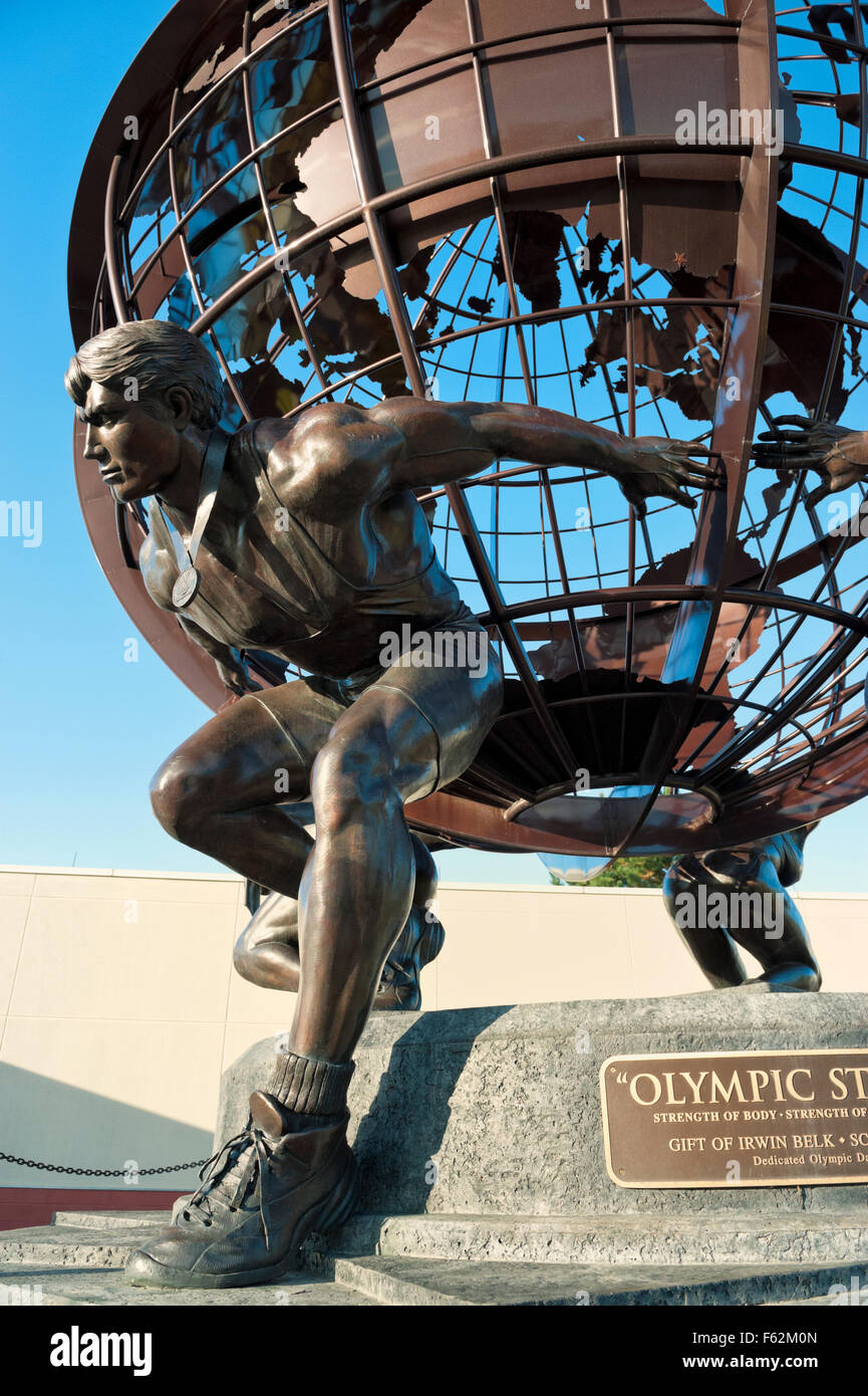 OLYMPIC STRENGTH' an Irwin Belk Bronze Sculpture at the US Olympic Training Center in Colorado Springs, Colorado. Stock Photo
