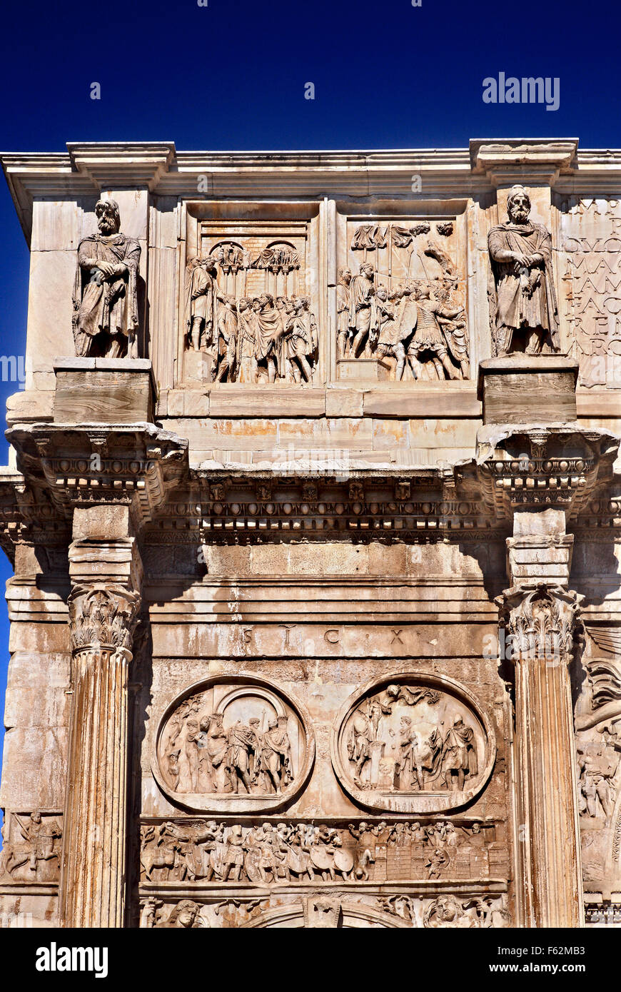 "Detail" of the Arch of Constantine next to the Colosseum, in the