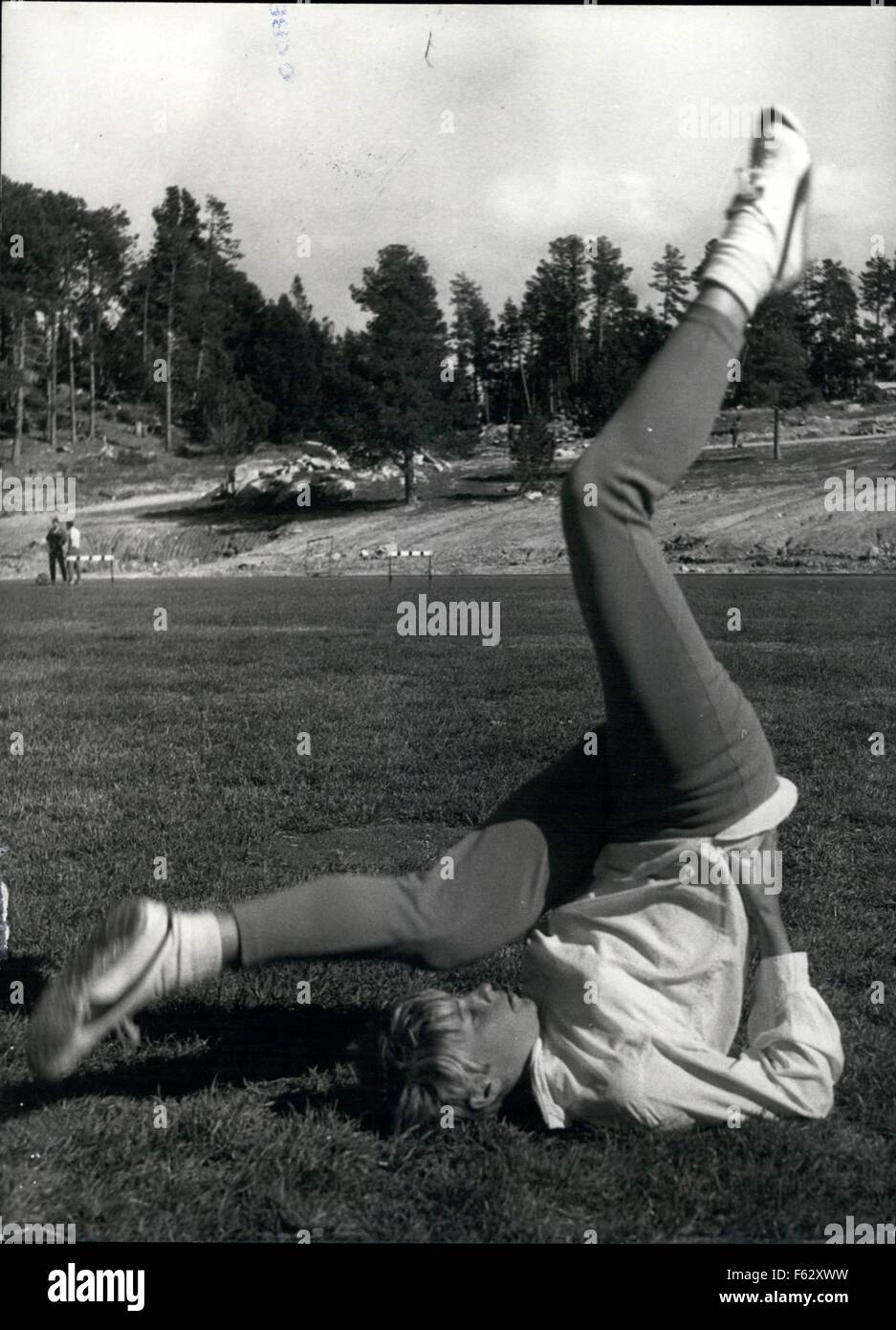 1962 - Mary Rand Keeps Fit In The Alps Mary Rand doing one of her physical exercises on the track at Font Romeu, in the French Alps. © Keystone Pictures USA/ZUMAPRESS.com/Alamy Live News Stock Photo