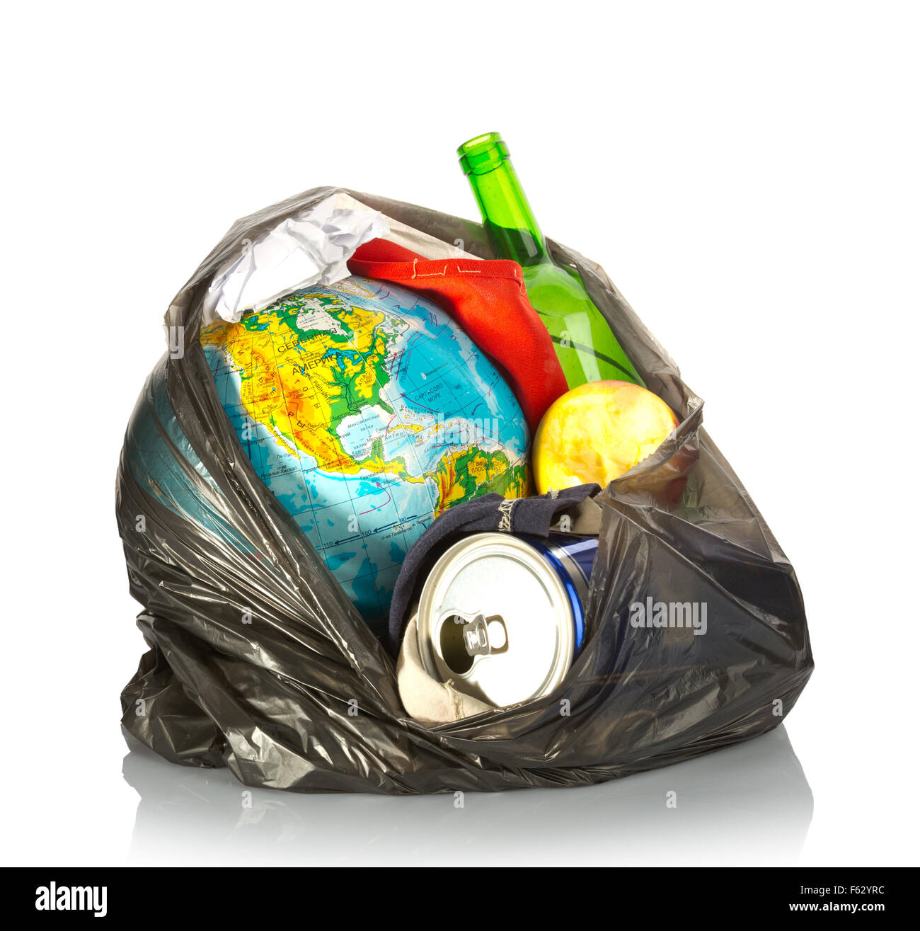 Earth and litter concept on white background Stock Photo - Alamy
