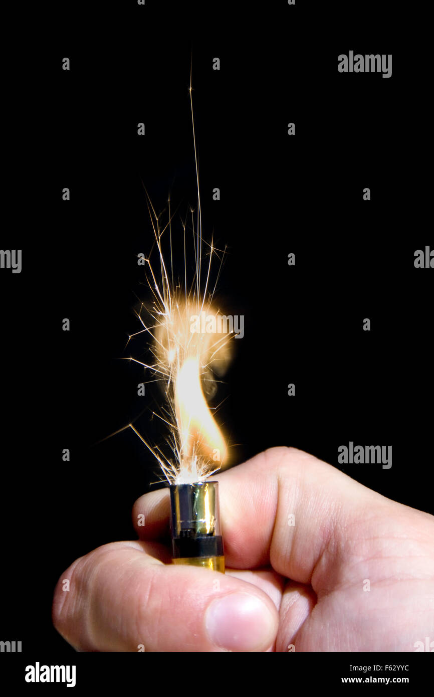 Burning cigarette lighter Stock Photo Alamy