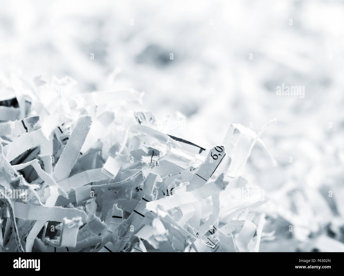 Closeup picture of big heap of white shredded papers Stock Photo