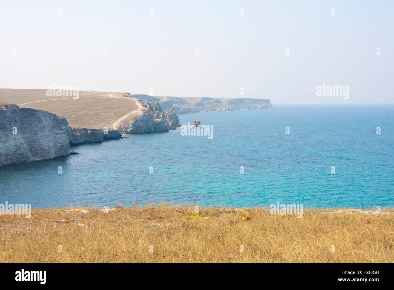 Rocks and sea. Ukraine, Tarhankut peninsula, Crimea Stock Photo