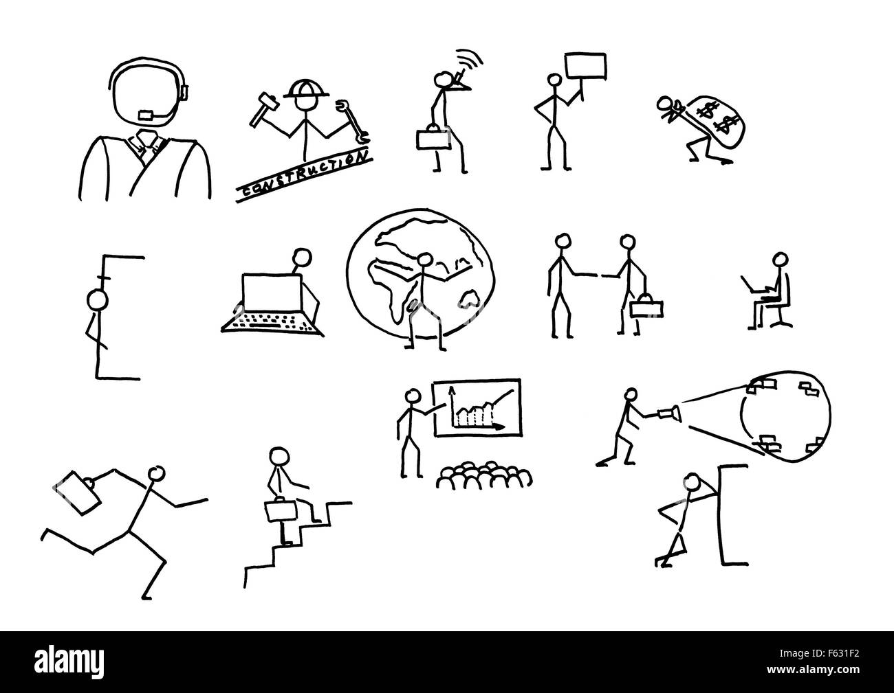 Business people sketches. In B/W Stock Photo