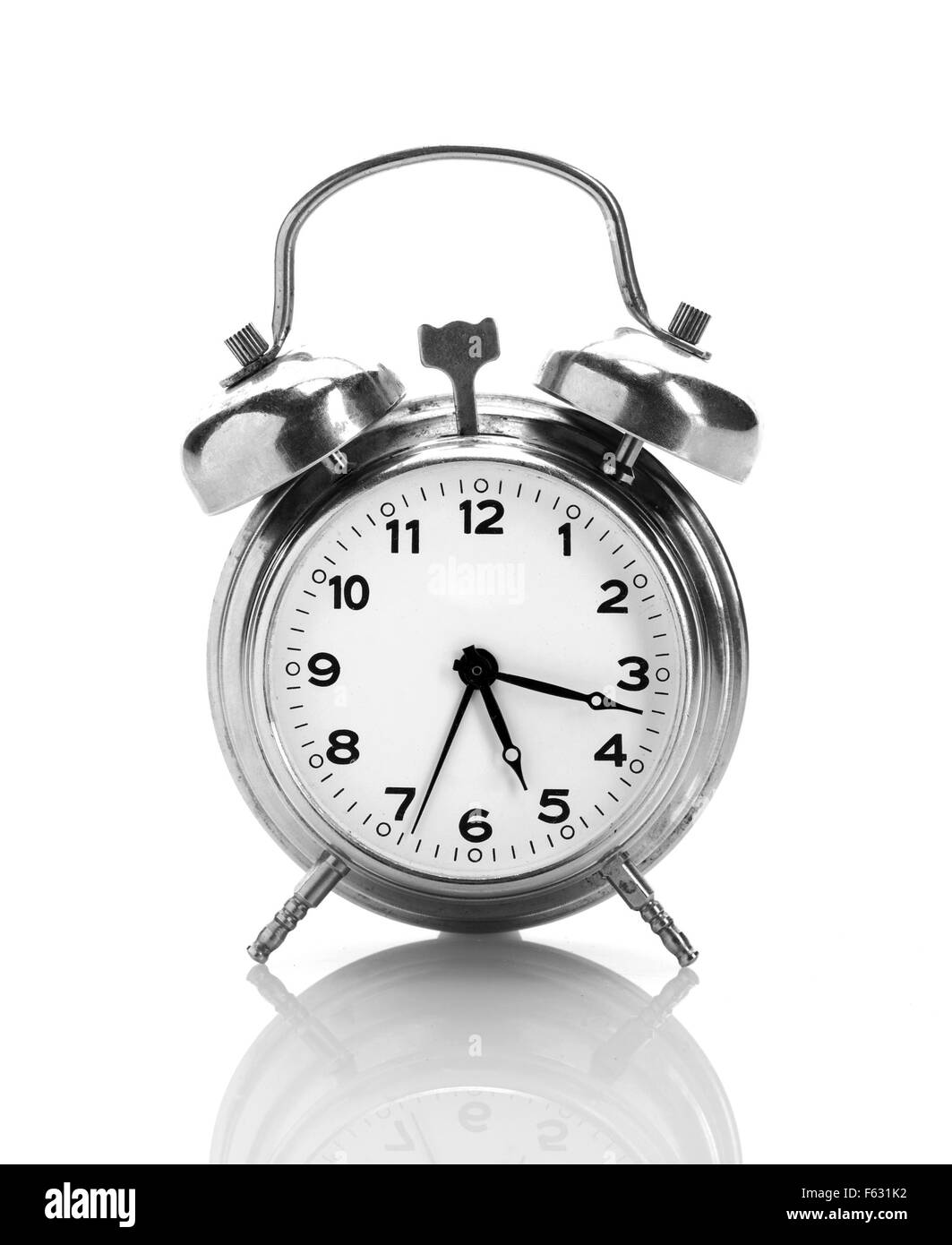 Classical alarm clock isolated on white Stock Photo Alamy