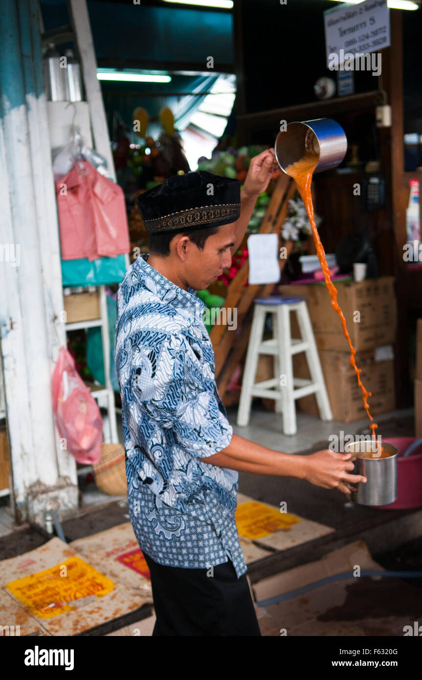 Vendor blending Thai Spiced Iced Tea at Chatuchak Weekend Market