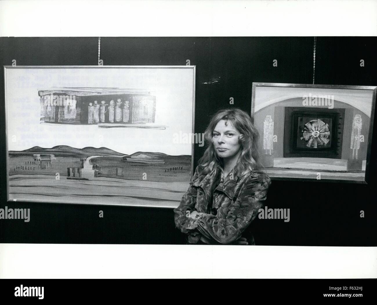 1972 - Edith Sommer-Irving shows her paintings in Cologne: ''Romantical phantasies'' calls Edith Sommer-Irving her paintings, which she presently shows in Cologne (picture). Edith Irving's name was in every paper four years ago., not regarding to her art works but rather as being the wife of writer Clifford Irving. She was accused (and condemned) for being his accomplice of the latter's 2-million cheat with the alleged memoirs of Howard Hughes. Edith Sommer-Irving, who was born in Germany and has four children, started painting 18 years ago, her first exhibition was in 1959 in Germany. After t Stock Photo