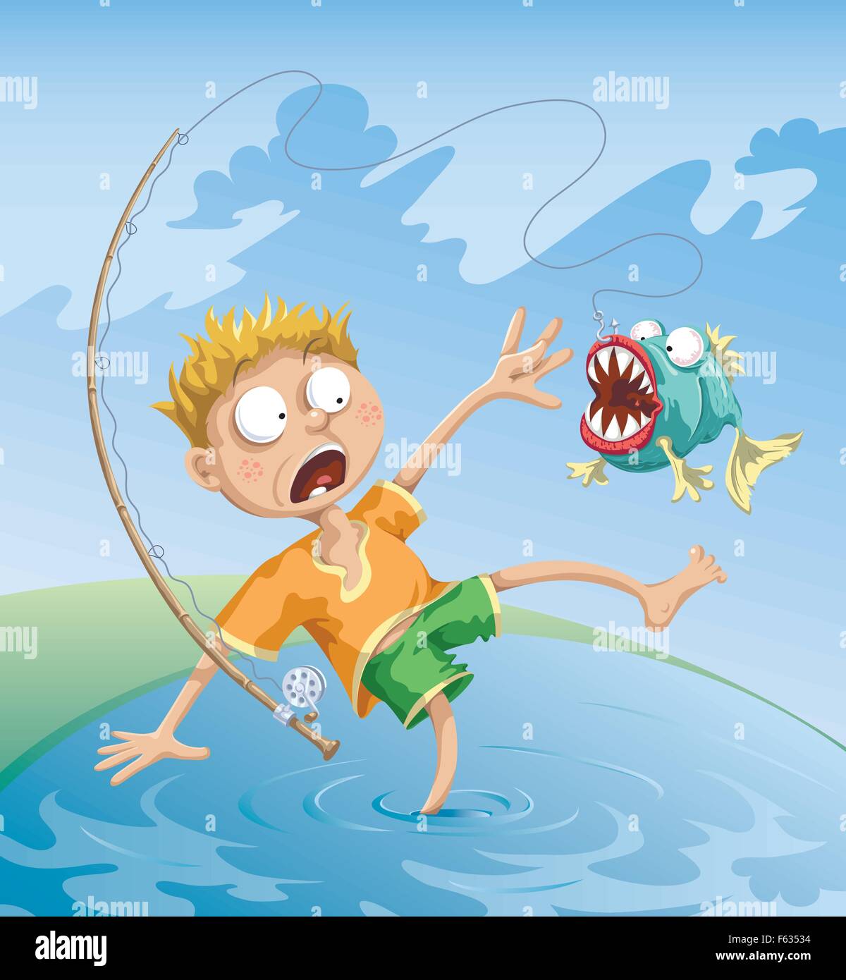 Horrible Fishing Accident Stock Vector Image & Art - Alamy
