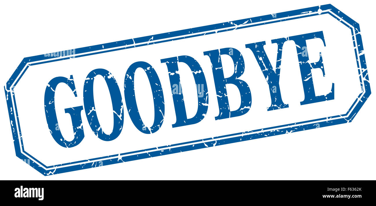goodbye square blue grunge vintage isolated label Stock Photo - Alamy