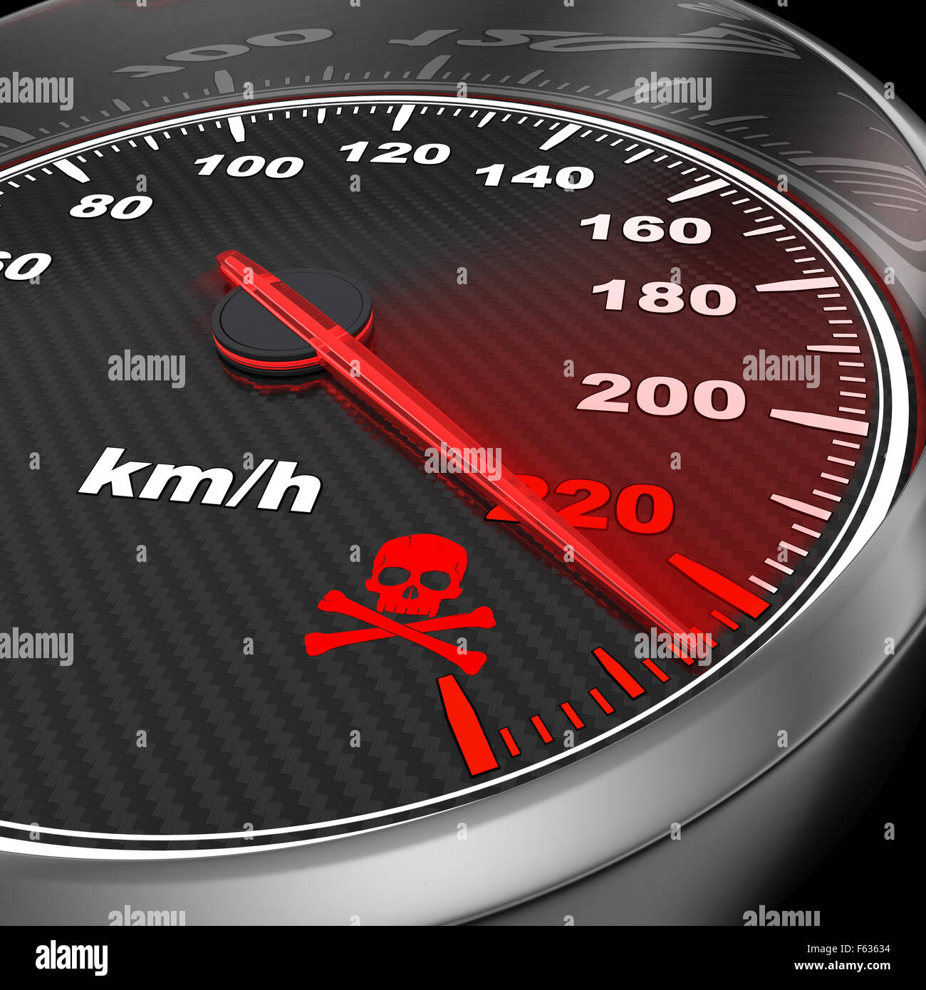 Speedometer and arrow on 220 (done in 3d Stock Photo Alamy
