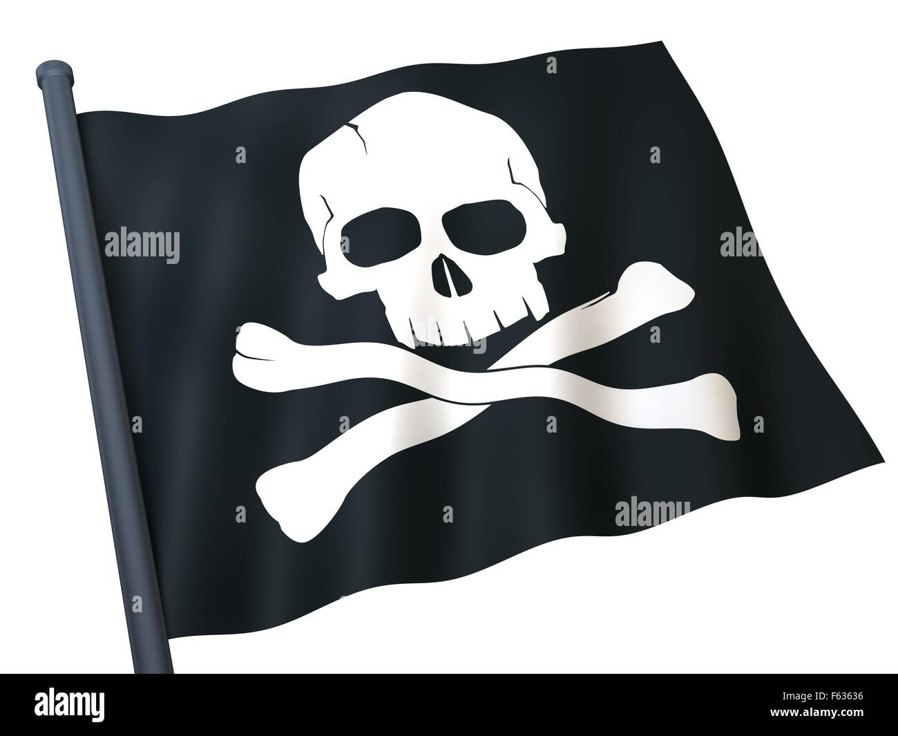 Skull and crossbones on blag flag (white background Stock Photo Alamy