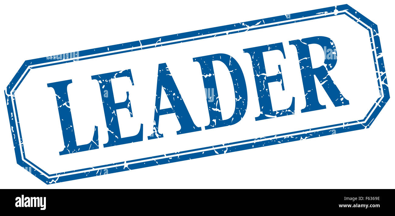 leader square blue grunge vintage isolated label Stock Photo - Alamy