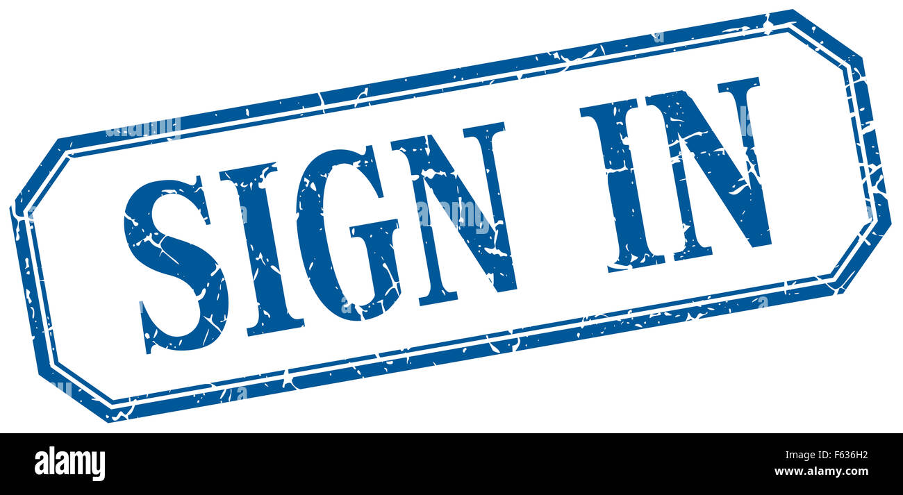 sign in square blue grunge vintage isolated label Stock Photo - Alamy
