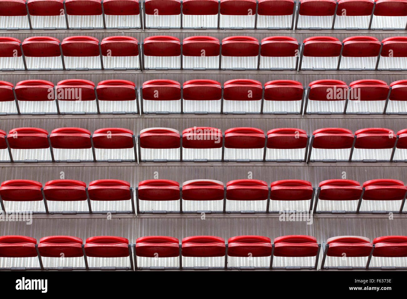 Rows of seats at Gloucester Rugby Club's ground, UK Stock Photo