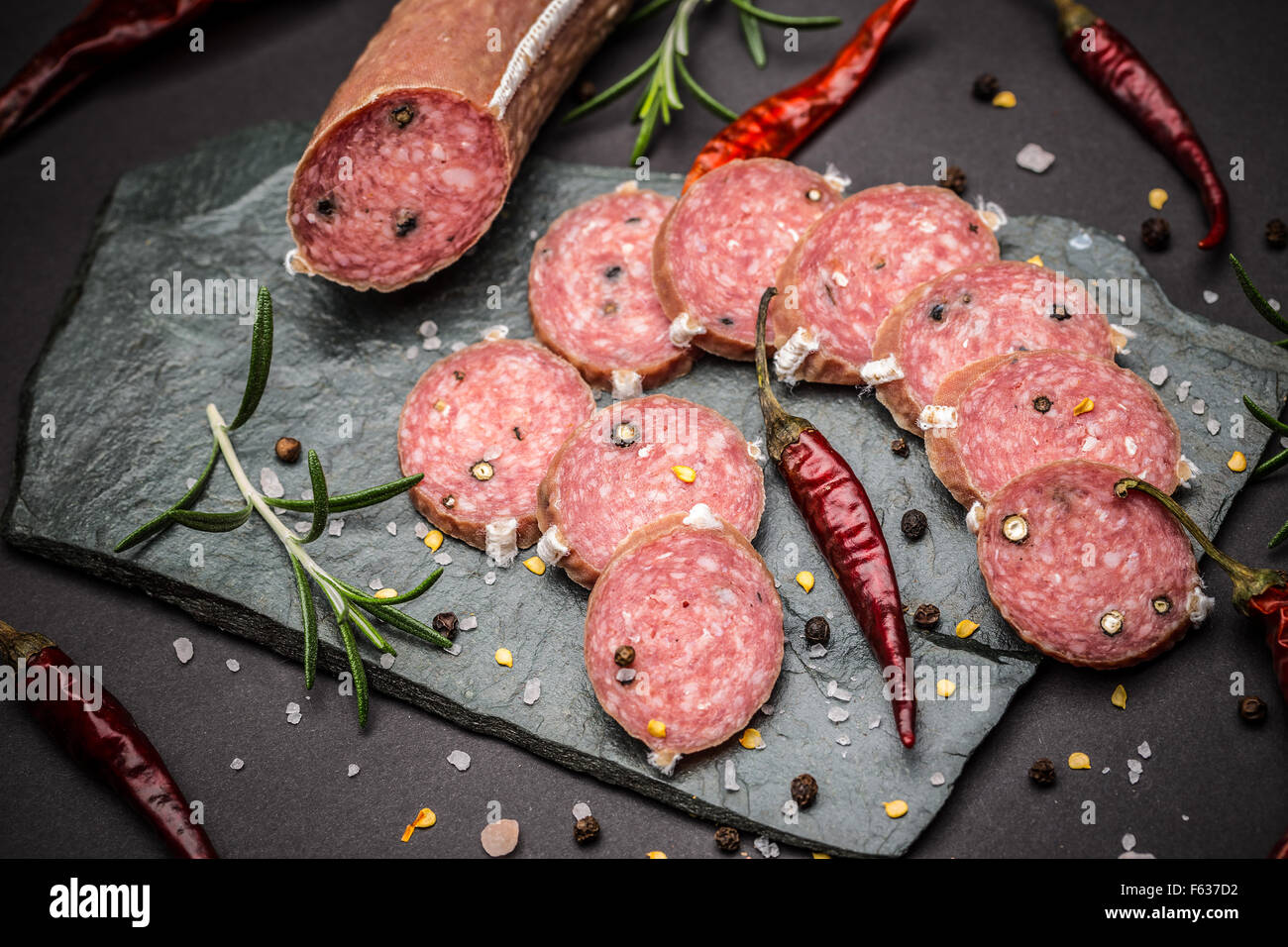 French salami black pepper hi-res stock photography and images - Alamy