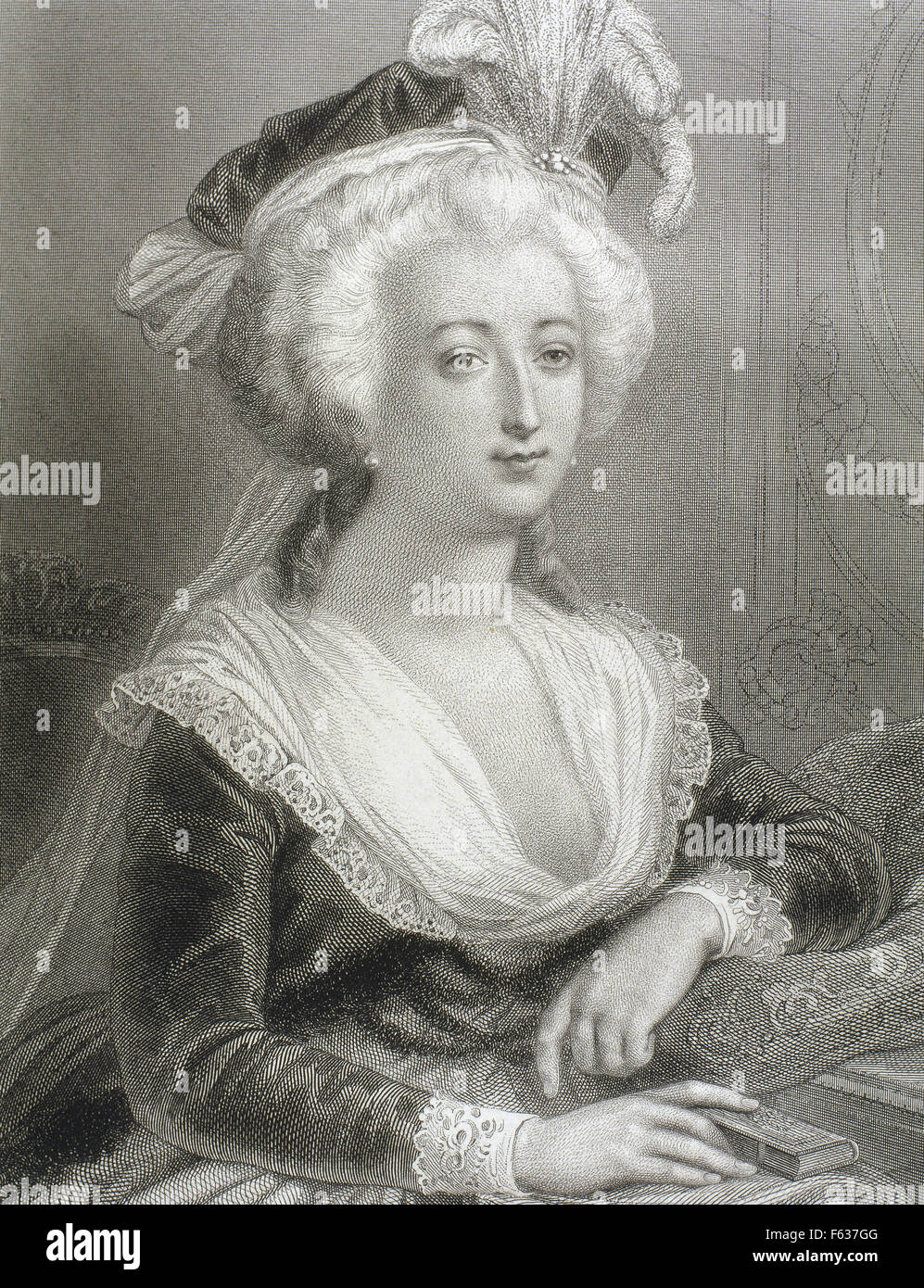 Marie Antoinette (1755-1793) Queen of France during 1774-1792. Portrait. Engraving. Stock Photo