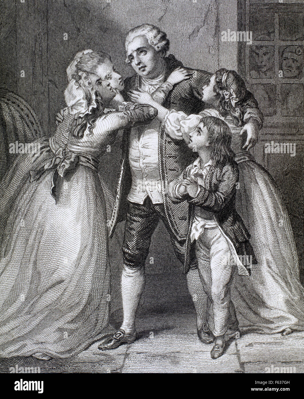 Louis XVI (1754-1793), King of France (1774-1792), says goodbye to his family to be executed, 1793. Stock Photo