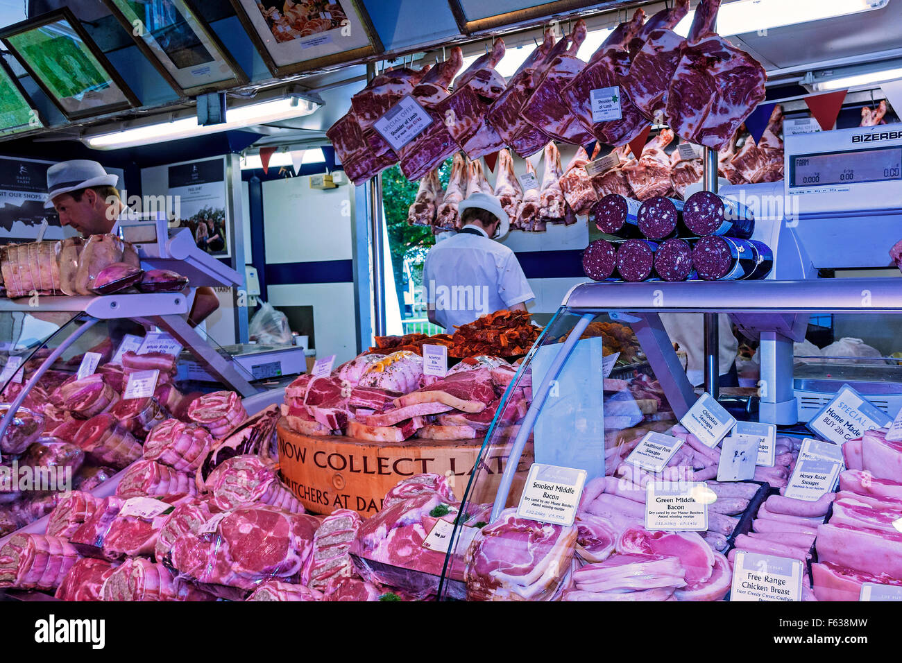 Butcher Shop With Lots Of Meat Berkshire UK Stock Photo