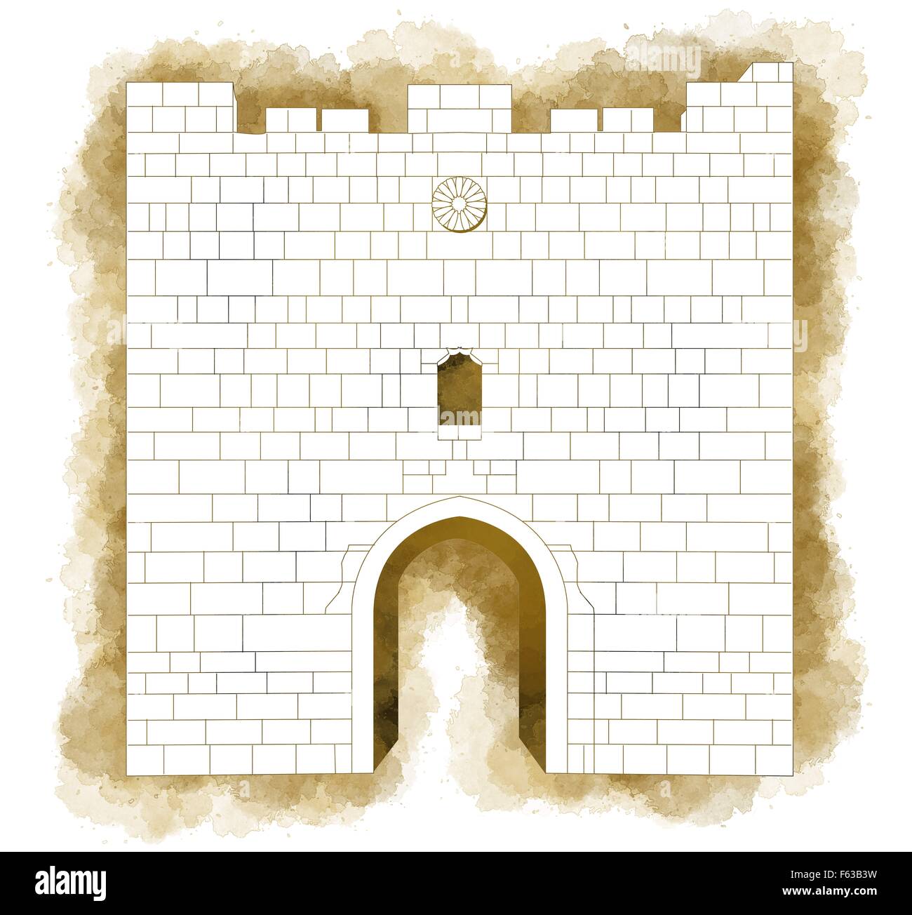 Illustration of Herod's (Flowers) Gate, one of eight gates in the walls