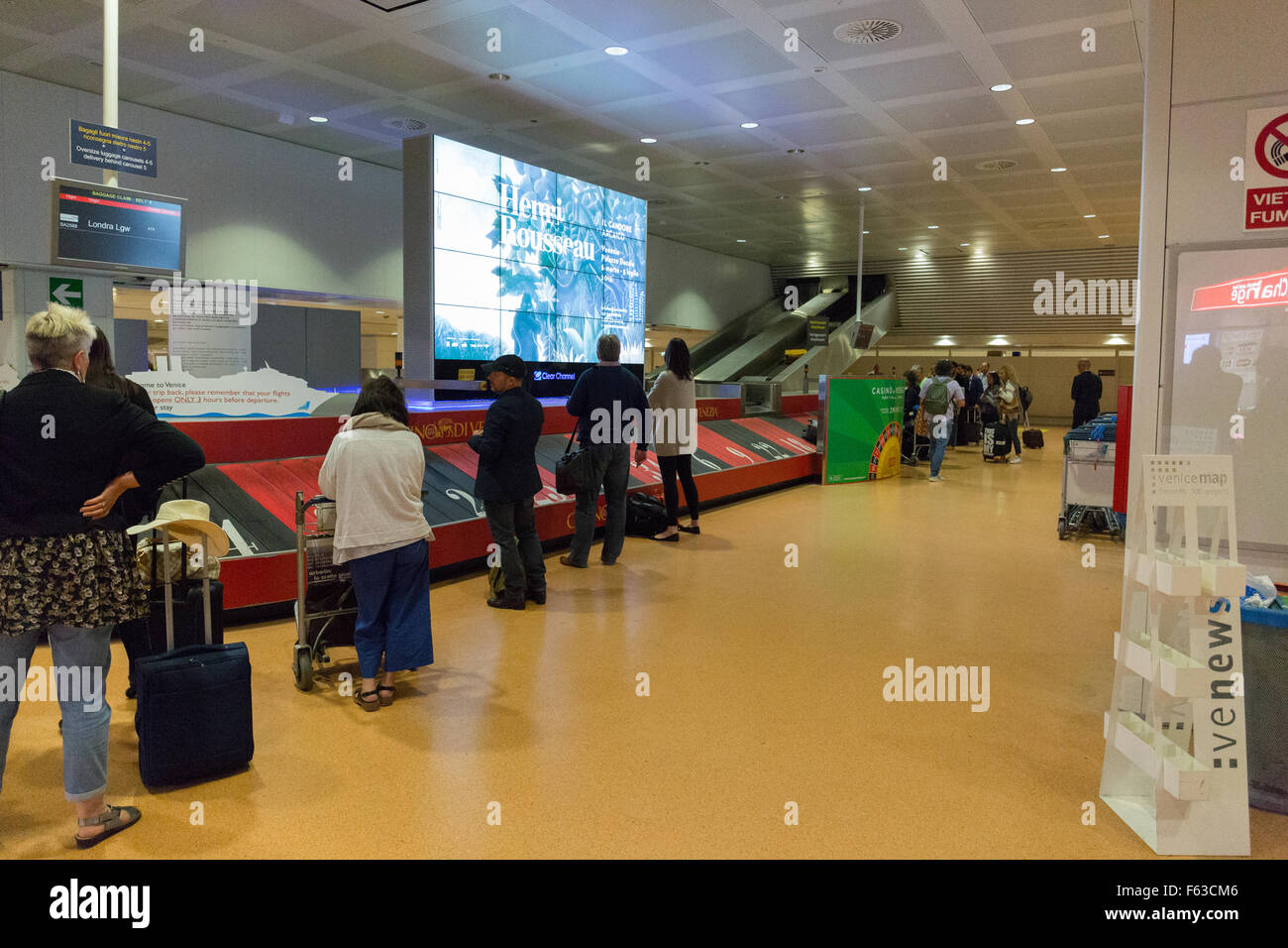 Baggage collection zone at Venice Marco Polo airport, Venice Italy