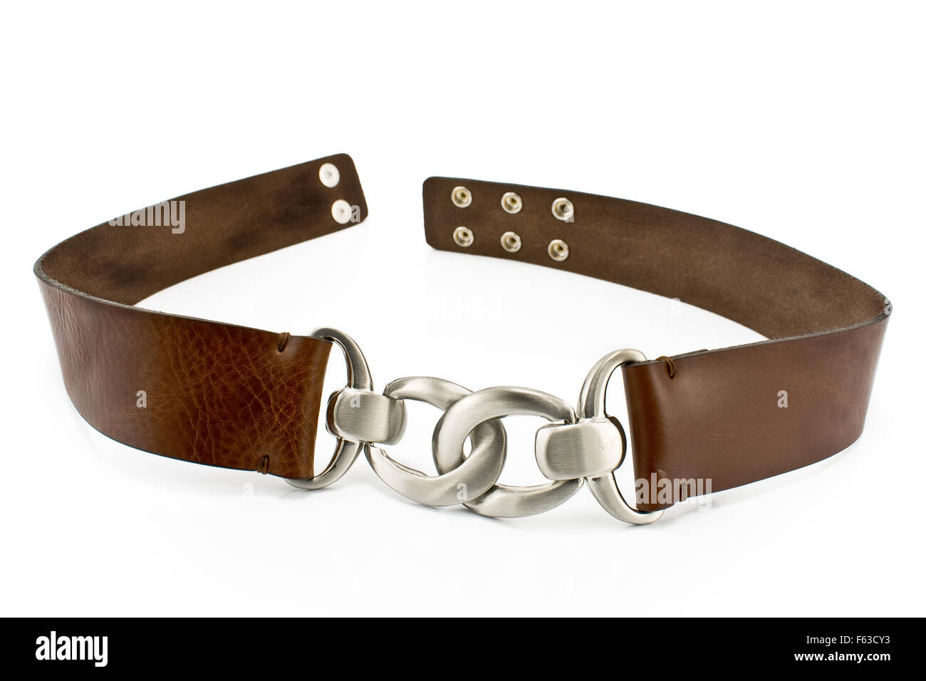 Women's leather belt isolated on white Stock Photo