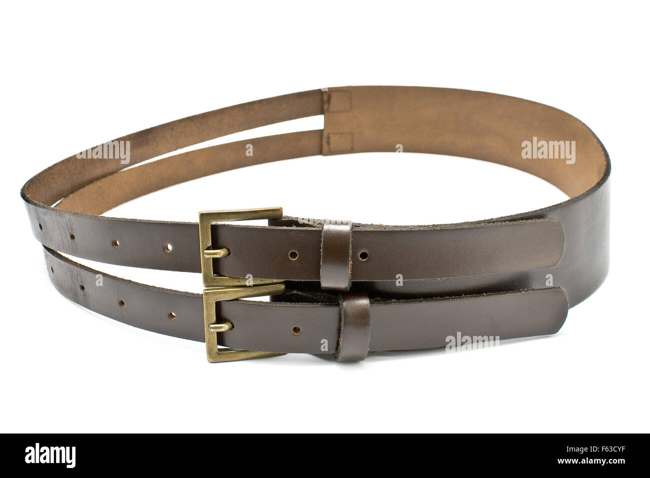 Women's leather belt isolated on white Stock Photo