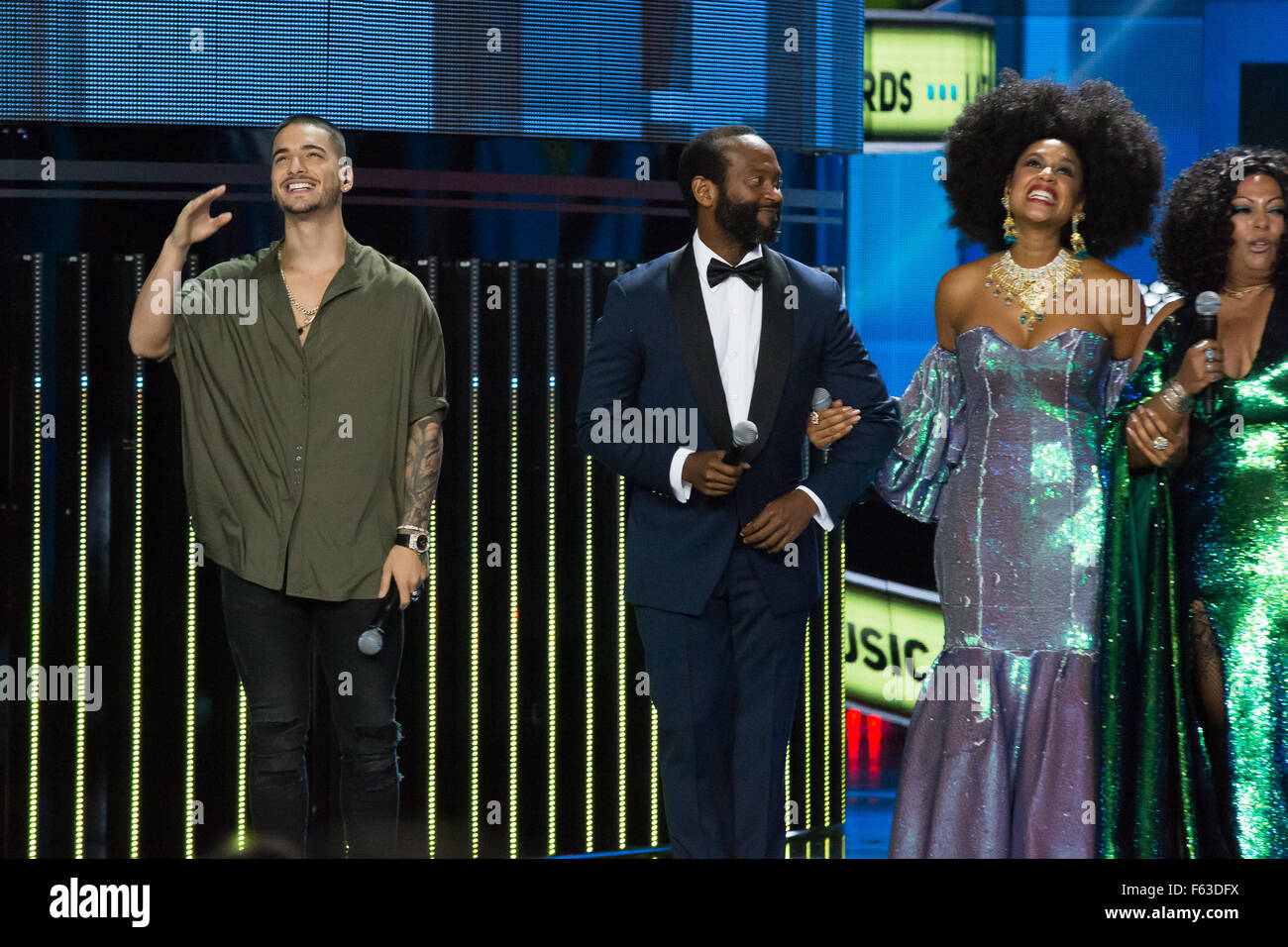 Celebrities perform onstage at the Latin American Music Awards at the