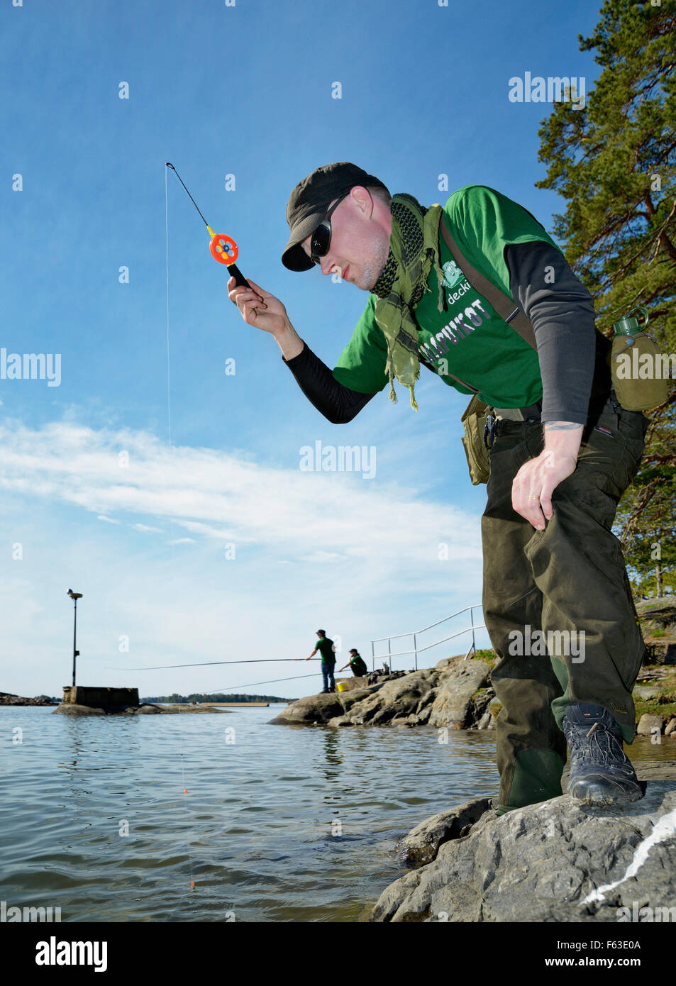 Helsinki Fish Marathon is a fishing competition where winner is the team who catches most different fish species in 24 hours. He Stock Photo