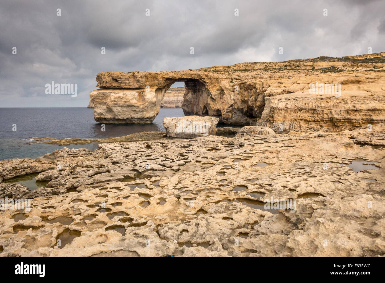 The Azure Window, or Tieqa Żerqa in Maltese, in Malta, Location for Game Of Thrones. Stock Photo