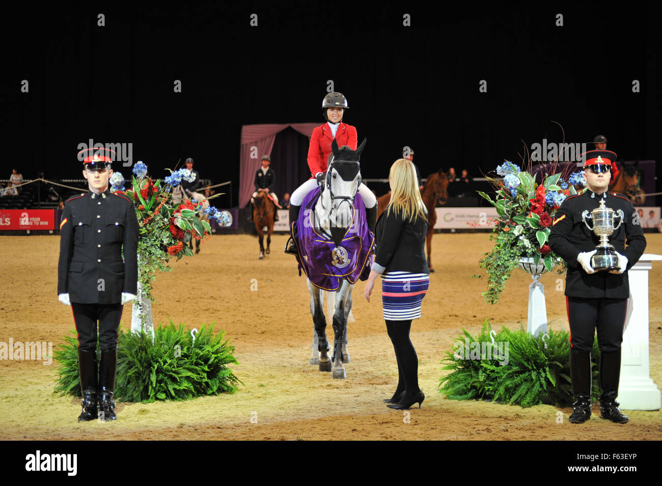 Horse of the Year Show 2015 at NEC Birmingham - Day 3  Featuring: WEMBLEY - HOLST, Emma  AUGIER DE MOUSSAC (Winner) Where: Birmingham, United Kingdom When: 09 Oct 2015 Stock Photo