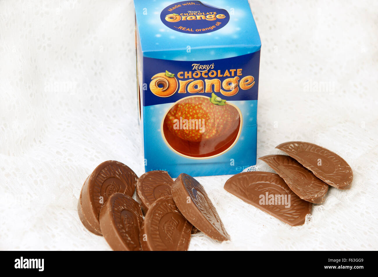 A Terry's Chocolate Orange (a delicious Christmas treat) Stock Photo
