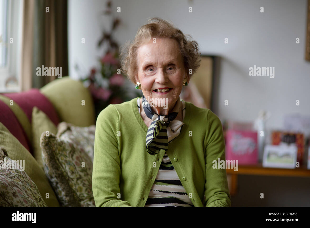 Actress Ysanne Churchman, who played Grace Archer in the BBC Radio serial The Archers'. She is at home in Birmingham, UK. Stock Photo