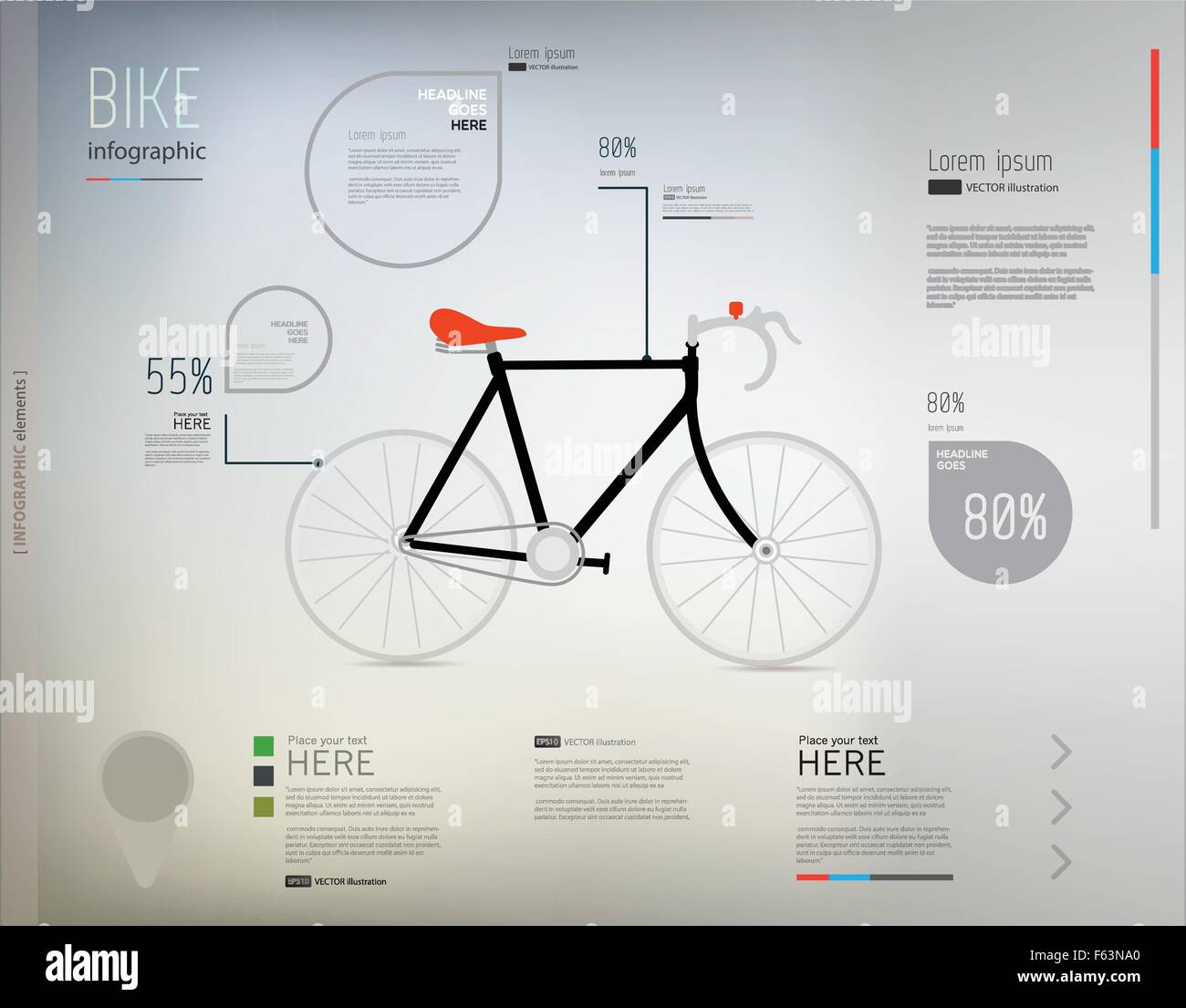 Vector bicycle and info graphic elements. Stock Vector
