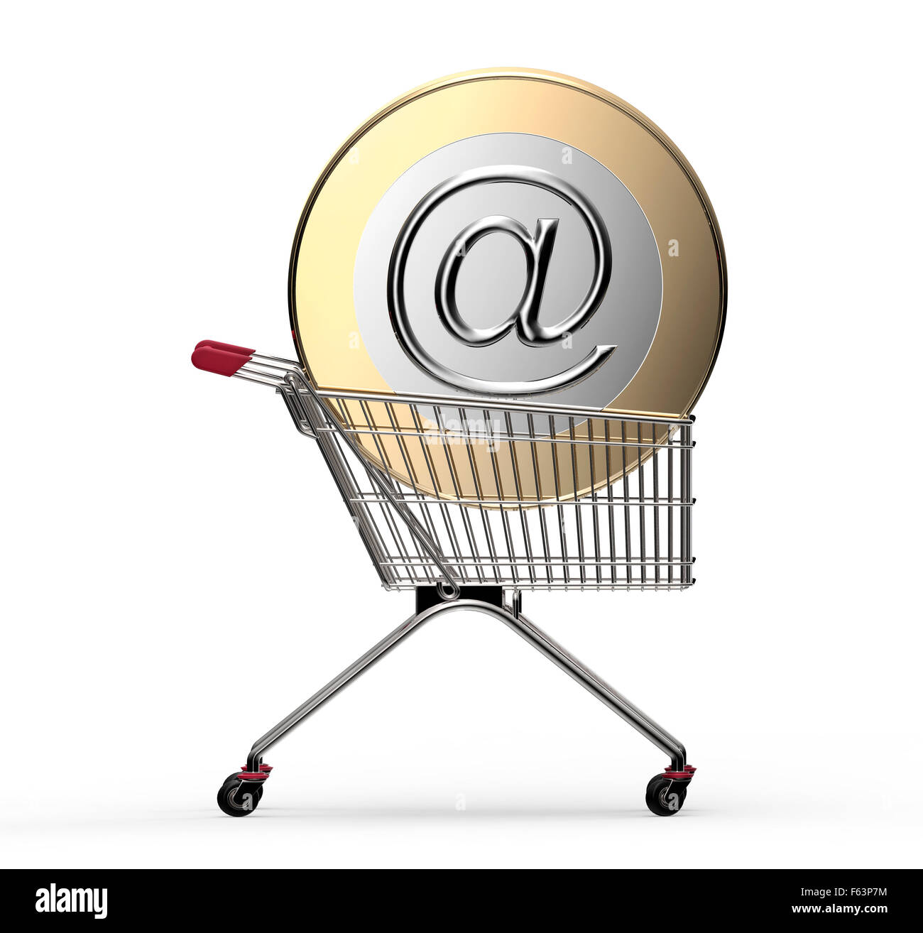 shopping trolley intenet coin isolated on white back ground Stock Photo