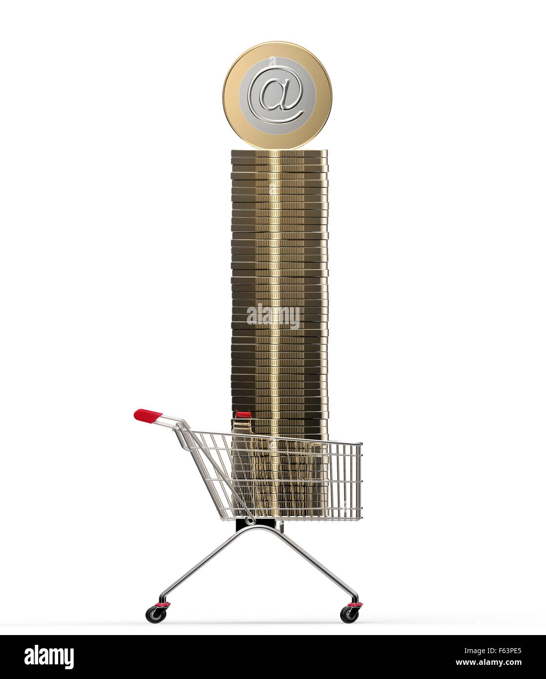 shopping trolley intenet coin isolated on white back ground Stock Photo