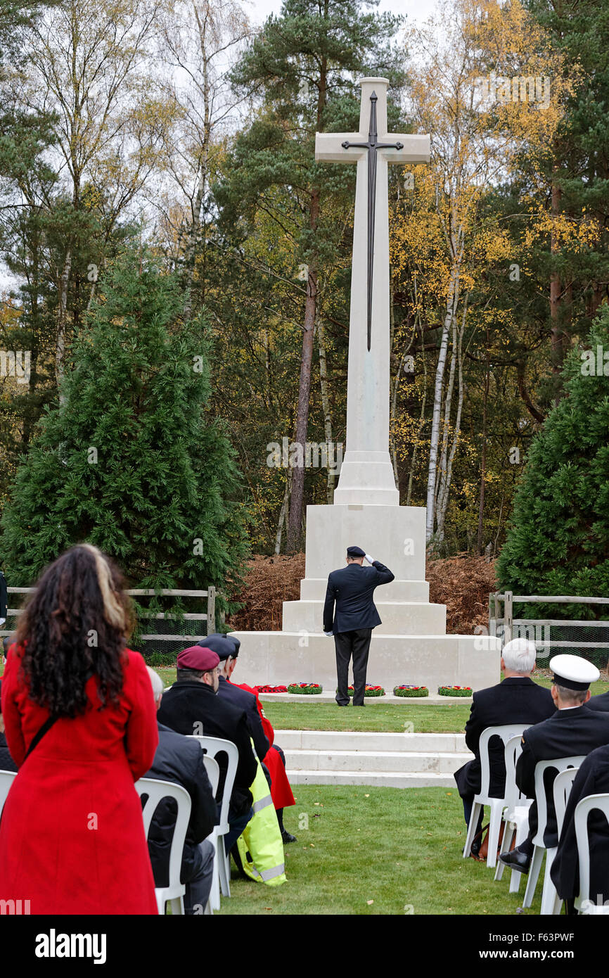 Canadian Section Brookwood Military Cemetery Armistice Day Ceremony; The Salute Stock Photo