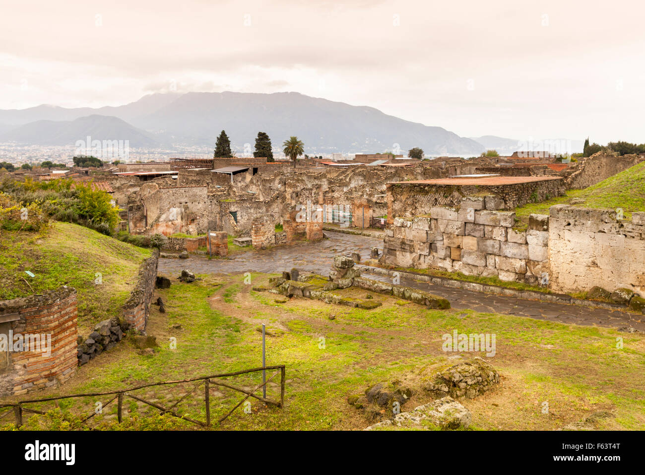 The ancient Roman city ruins of Pompeii, a UNESCO World Heritage site near Naples, Italy Stock Photo