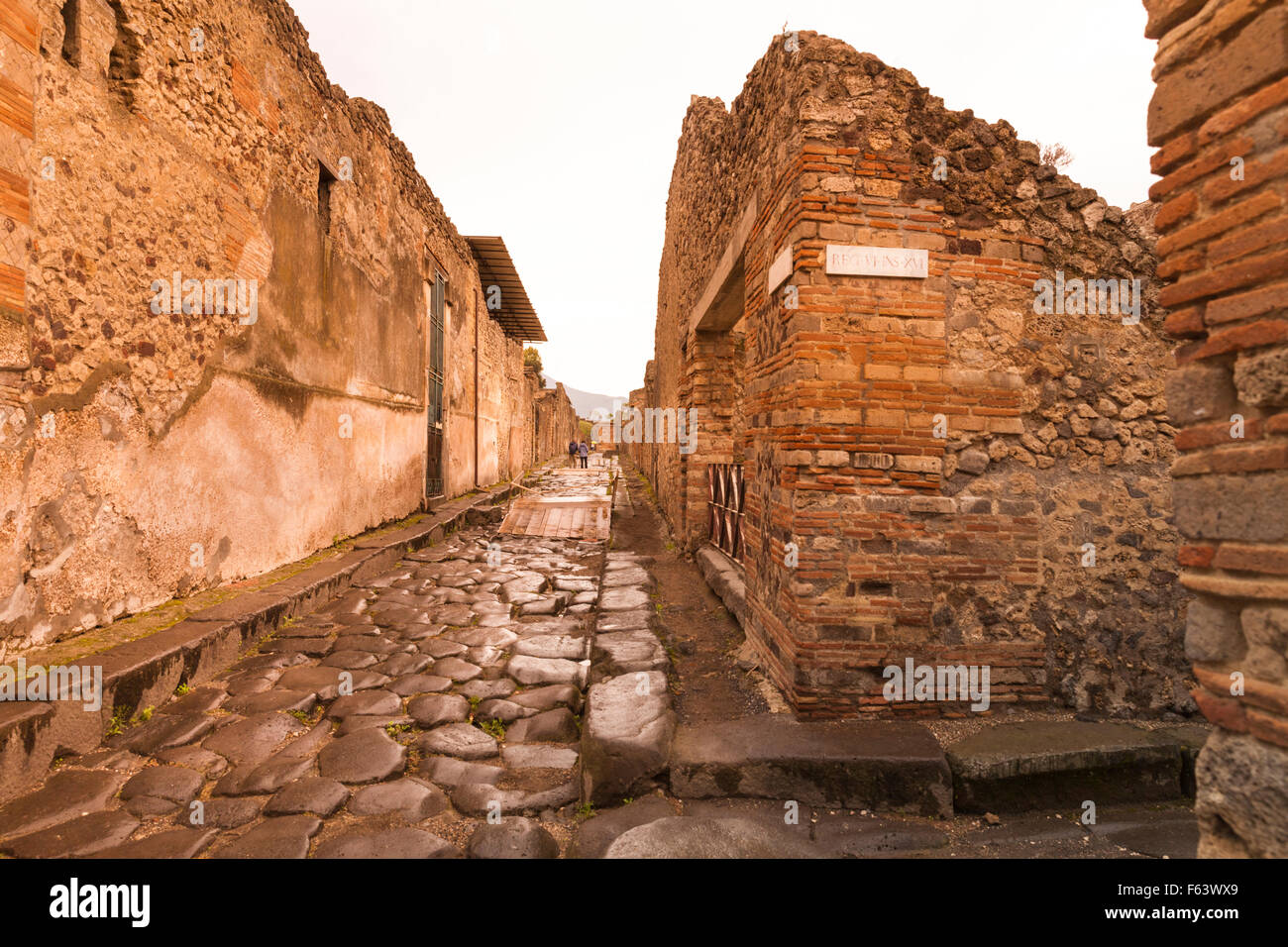 Ancient Roman street in Pompeii, UNESCO World Heritage Site, Pompei, Italy Stock Photo
